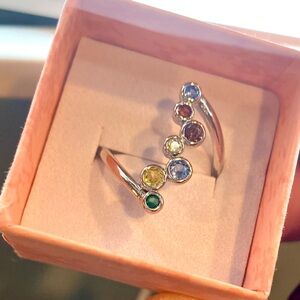 Beautiful Colorful Gemstone Ring Rainbow 🌈 Silver Plated size 7. NWOT